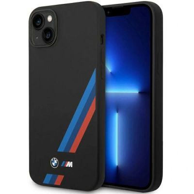 Etui BMW Silicone Slanted Sttripes na iPhone 14 Plus / 15 Plus - czarne