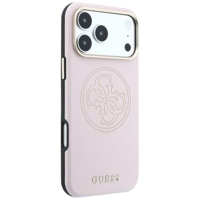 4. Etui Guess Perforated 4G Gold Logo Magsafe na iPhone 17 Pro Max / 18 Pro Max - różowe