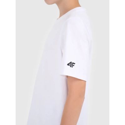 3. T-shirt gładki bawełniany chłopięcy 4F 4FJWMM00TTSHM2330-10S