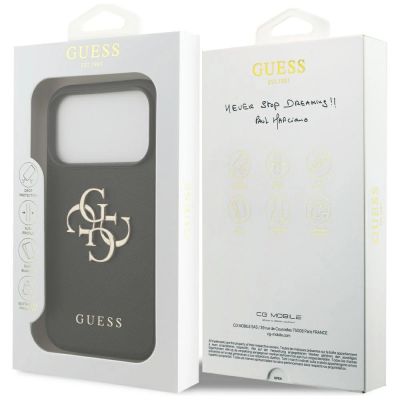 8. Etui Guess Grained Big 4G & Classic Logo na iPhone 17 Pro - czarne