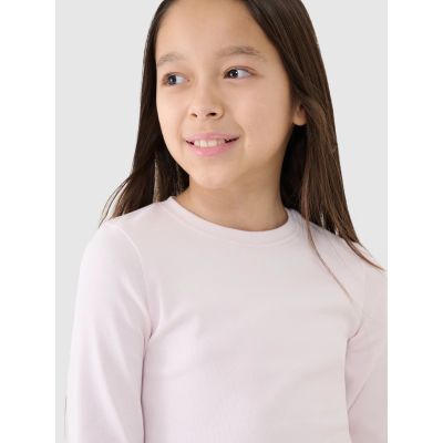 4. Longsleeve slim gładki dziewczęcy 4F 4FJRSS25TLONF505-12S