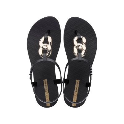 6. Ipanema Sandal Class andały japonki damskie modne czarne ze złotym
