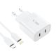 3. Ładowarka Tech-Protect C20W sieciowa 2x USB-C PD 20W z kablem USB-C / USB-C - biała