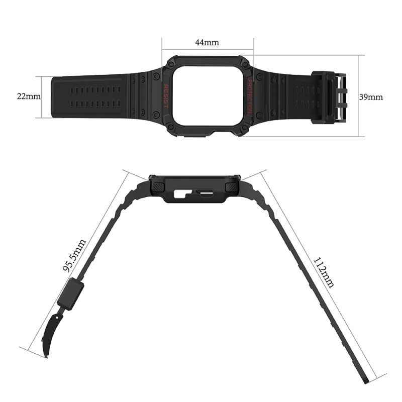 5. Pasek z etui ochronnym Protect Strap Band do Apple Watch 38 / 40 / 41 mm opaska obudowa pancerna - biały, różowe złoto