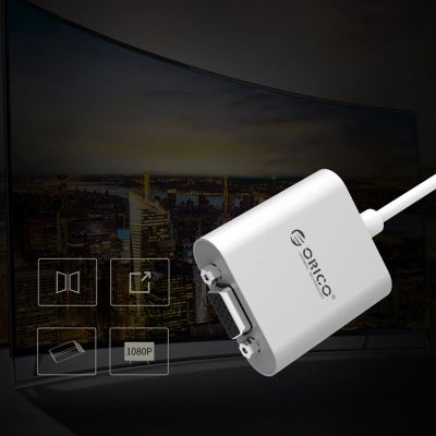 7. Adapter Orico PTAV USB-C - VGA i mini jack 3.5 mm Full HD 0.15 m - srebrny