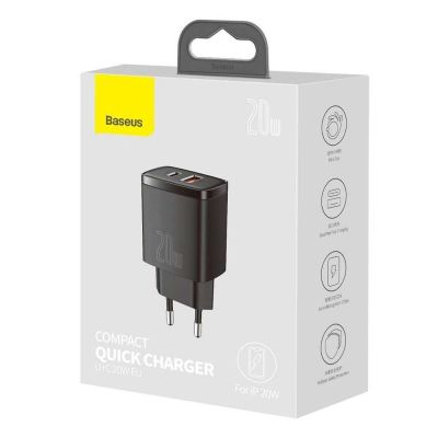 3. BASEUS ŁADOWARKA SIECIOWA USB, USB-C (CZARNA)