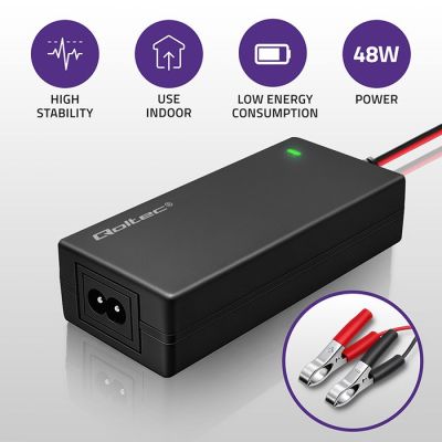 2. QOLTEC ŁADOWARKA DO AKUMULATORA AGM GEL STD | PROSTOWNIK 24V 2A 48W | LED