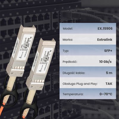 6. Extralink Kabel SFP+ AOC AOC SFP+ 10Gbps, 5m