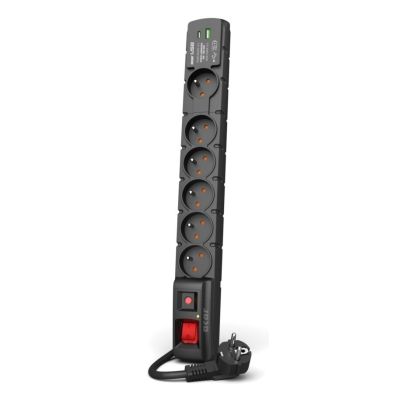 9. Listwa przeciwprzepięciowa Acar S6 USB A+C (szybka ładowarka) 1,5m ; czarny