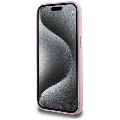 5. Etui Karl Lagerfeld FW Metal Plate MagSafe na iPhone 15 - różowe