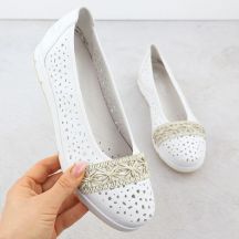 Baleriny damskie ażurowe komfortowe białe Rieker  L3062-80