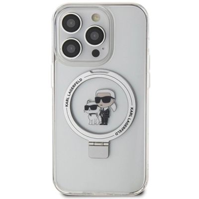 3. Etui Karl Lagerfeld Ring Stand Karl&Choupettte MagSafe na iPhone 15 Pro Max 6.7" - białe