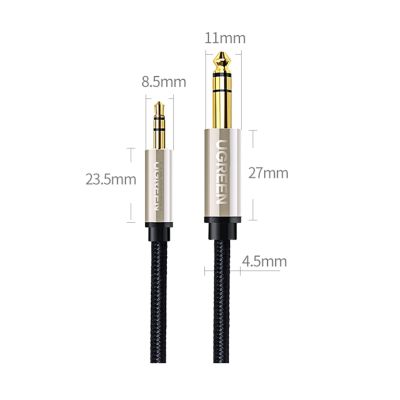 12. Kabel Ugreen AV127 10625 audio TRS mini jack 3,5mm / jack 6,35mm 1m - szary