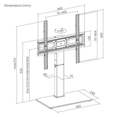 14. GEMBIRD UCHWYT ŚCIENNY LCD 32"-55" (OBRÓT I POCHYLENIE) VESA MAX 400 X 400MM, DO 35KG