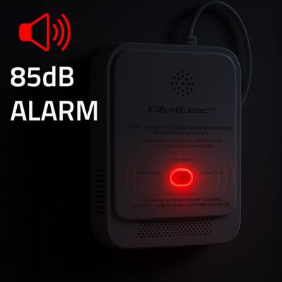 2. QOLTEC CZUJNIK WYCIEKU GAZU ZIEMNEGO I TLENKU WĘGLA (CZADU) | TUYA | WI-FI | ALARM 85DB | LED
