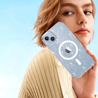 6. Etui Tech-Protect FlexAir Hybrid MagSafe na iPhone 13 / 14 - przezroczysto-brokatowe