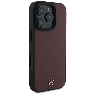 4. Etui Mercedes Textured And Plain Leather MagSafe na iPhone 16 Pro Max - czerwone