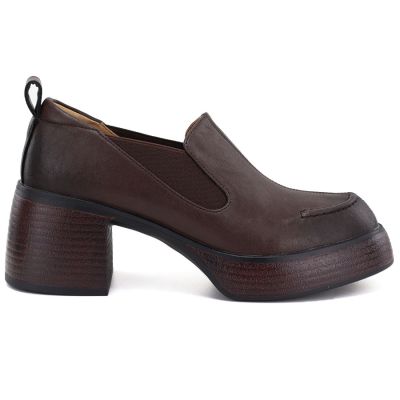 2. Skórzane półbuty damskie na obcasie brązowe D&A S.Barski CR62-3525