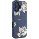 4. Etui Guess Grained Printed Flower Pattern MagSafe do iPhone 16 niebieski