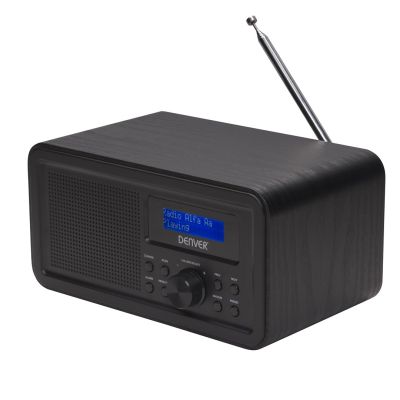 6. Radio DENVER DAB-30 DAB+/FM sieciowe/4xAA z drewnianą obudową czarne