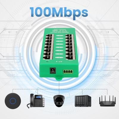 22. Extralink Gigabit PoE Injector 8 Portowy Aktywny, 8 portów Gigabit 802.3at/af, Mode A