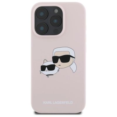 3. Etui Karl Lagerfeld Silicone nauble Heads Print MagSafe na iPhone 16 Pro - różowe
