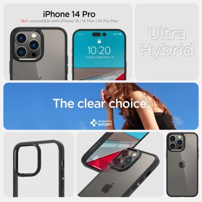 6. Etui Spigen Ultra Hybrid na iPhone 14 Pro - czarny mat