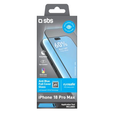 2. Szkło hartowane SBS Anti Blue Full Cover Glass na iPhone 18 Pro Max z filtrem niebieskiego światła