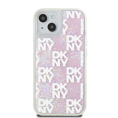 3. Etui DKNY Liquid Glitter Multilogo na iPhone 15 / 14 / 13 - różowe