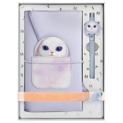 Zestaw Nimmy Big Eyed Pet 2.0 Rabbit 2w1 notatnik + długopis - fioletowy