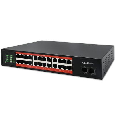 10. Qoltec Przełącznik sieciowy SWITCH Gigabit Ethernet | 24x RJ45 | 2x SFP | 1000 Mb/s