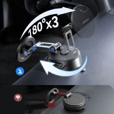 7. Joyroom JR-ZS510 Gel Suction Cup MagSafe Foldable Car Phone Mount - Gunmetal Black