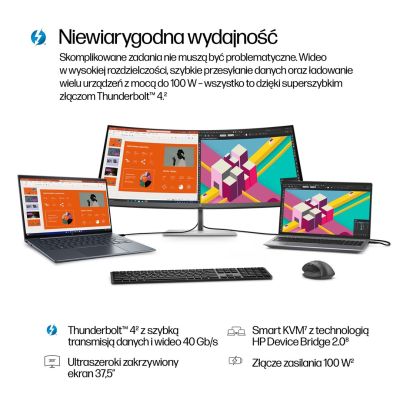 5. Monitor HP LED 37,5” S7 Pro 738pu (8K167AA) Curved IPS WQHD+ HDR400 RJ-45 ThunderBolt 4