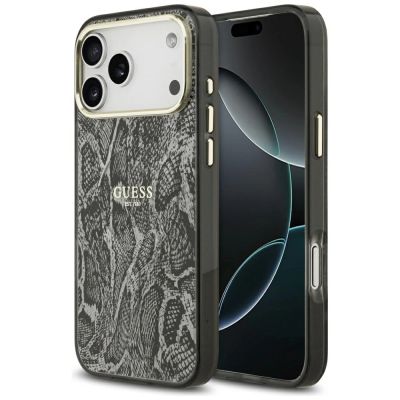 Etui Guess Python Pattern MagSafe na iPhone 17 Pro Max - czarne