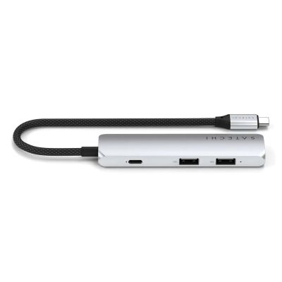 2. Satechi 4-w-1 USB-C Slim Multiport Adapter 4K - aluminiowy adapter do urządzeń mobilnych USB-C (USB-C, 4K HDMI, 2x USB-A) (silver)