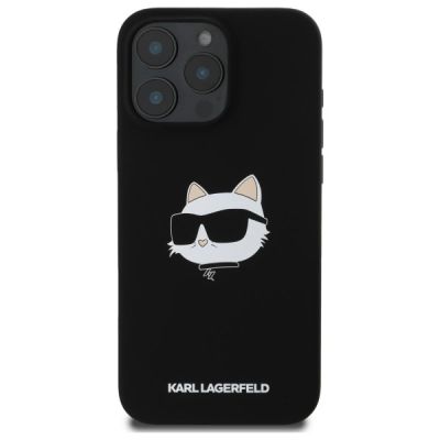 3. Etui Karl Lagerfeld Silicone Choupette Head Print MagSafe na iPhone 16 Pro - czarne