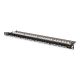 6. Digitus Panel krosowy (patch panel) high density 19'' 24x RJ45, LSA poziom, kat.6, nieekranowany, 0.5U, czarny, prowadnica kabli
