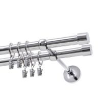 KARNISZ PODWÓJNY FI 19 MM  CHROM 240 CM LUNA Z KÓŁKAMI  KOWALSKI