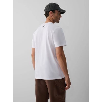 2. T-shirt regular z nadrukiem męski 4F 4FKAW26TTSHM4499-10S