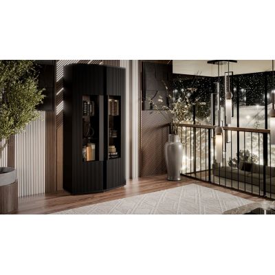 3. Witryna 2D MICHELLE 86x35-47xH180 czarny/dąb viking