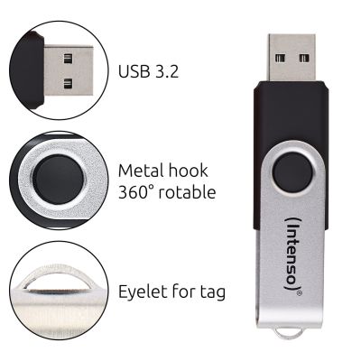 3. Intenso USB 256GB OFFICE LINE 3.2 Gen1 Silver-Black pamięć USB USB Typu-A 3.2 Gen 1 (3.1 Gen 1) Czarny, Srebrny