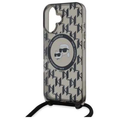 5. Etui Karl Lagerfeld IML Crossbody Monogram Karl & Choupette Head MagSafe na iPhone 16 - czarne