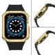 4. Pasek z etui ochronnym Protect Strap Band do Apple Watch 42 / 44 / 45 mm opaska obudowa pancerna - czarny, złoty