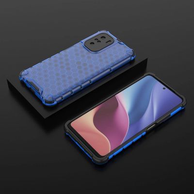 3. Honeycomb etui pancerny pokrowiec z żelową ramką Xiaomi Redmi K40 Pro+ / K40 Pro / K40 / Poco F3 niebieski