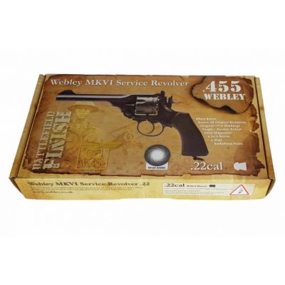 8. Rewolwer WEBLEY MKVI .455 Police kal.4,5 mm Diabolo łuski 6-strzał. lufa 4" CO2 Black Ekp do17J