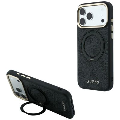 Etui Guess Ring Stand 360 4G Classic Logo MagSafe na iPhone 17 Pro Max / 18 Pro Max - czarne