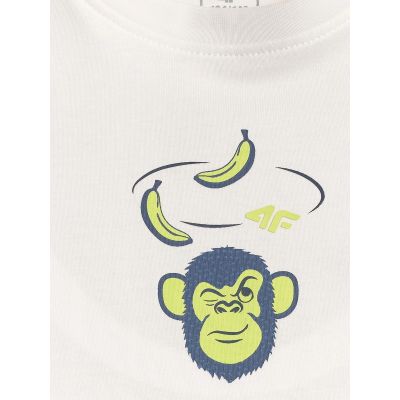 6. T-shirt loose z nadrukiem chłopięcy 4F 4FJRSS26TTSHM4276-10S