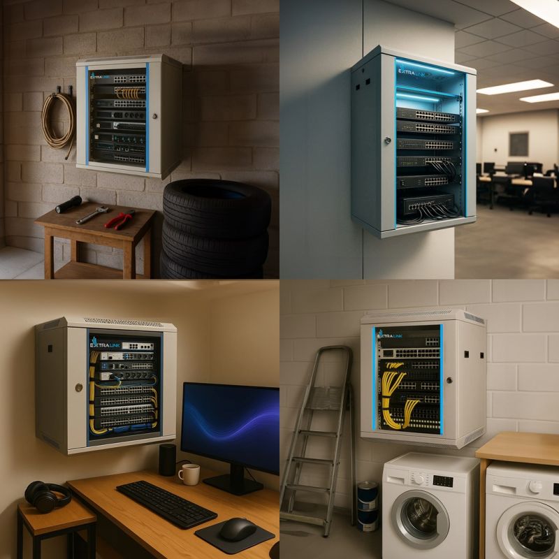 12. Szafa rack Extralink EX.8581 (400mm / 600mm / 600 mm; wisząca; Otwierane; 19''; kolor szary)