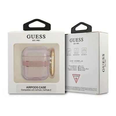 3. Etui Guess Strap Collection na AirPods 1/2 - różowe