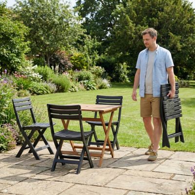 40. ZESTAW 4 KRZESEŁ CATERINGOWYCH SKŁADANYCH  PLASTIKOWYCH KOMODO ANTRACYT